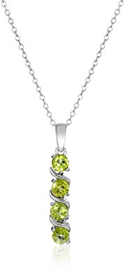 Sterling Silver 4-Stone 4mm Genuine and Lab-Created Gemstone Pendant Necklace, 18”