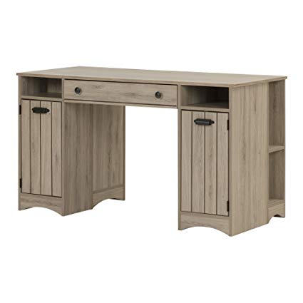 South Shore, Rustic Oak Artwork Craft Table with Storage