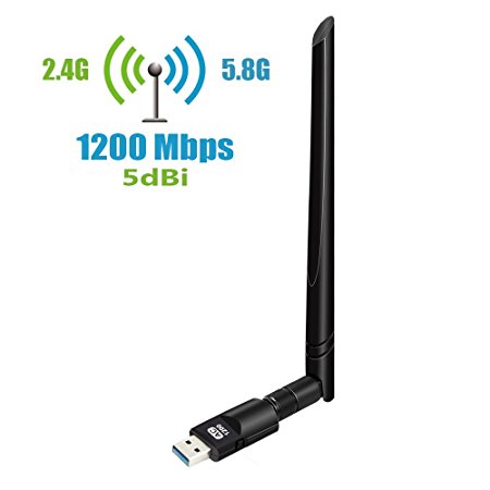 LGTERK 1200Mbps USB Wifi Adapter with 5dBi Antenna Dual Band (5G/866Mbps   2.4G/300Mbps) Wireless Network Adapter for PC/Desktop/Laptop, Wifi Dongle for Windows 10/8/7/Vista/XP Mac OS (USB 3.0)
