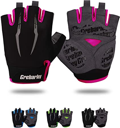 Grebarley Cycling Gloves Bike Gloves Bicycle Gloves Gym Gloves Mountain Road Anti-Slip Shock-Absorbing Gel Pad Light Weight Breathable MTB Biking Gloves for Men Women