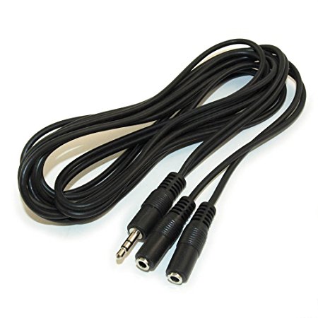 MyCableMart 6 ft 3.5mm Mini-Stereo TRS Male to Y-Female (2) Stereo Speaker Extension Ca