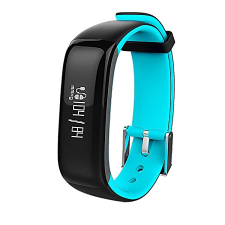 Bluetooth Fitness Tracker, Heart Rate Monitor, Smart Fitness Band Activity Tracker Waterproof Bracelet Wristband Pedometer Calorie Counter Sleeping Watch for IOS & Android