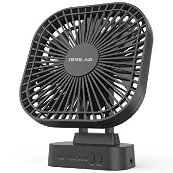 OPOLAR Battery Operated Fan, 5200Ma Rechargeable Battery Powered Fan, Strong Wind But Quiet, Timer Setting, USB or Battery Powered for Office or Outdoor, Small Mini Personal Desk Fan