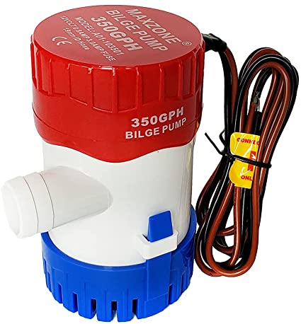 MAXZONE Submersible Boat Bilge Water Pump 12v Non-Automatic Marine Electric Bilge Pump for Ponds, Pools, Spas Silent, Boat Caravan RV Submersible