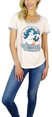 DC Comics Womens Wonder Woman Burnout Ringer Tee