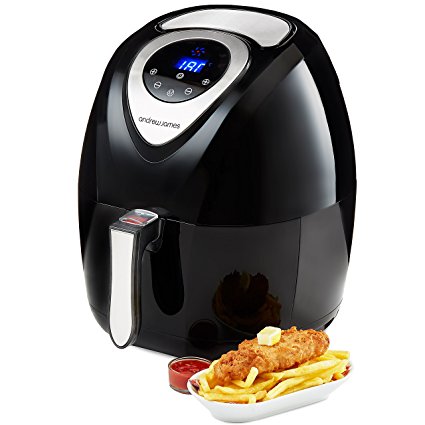 Andrew James Digital Air Fryer in Black, Healthy Oil Free Low Fat Cooking, 3.2L