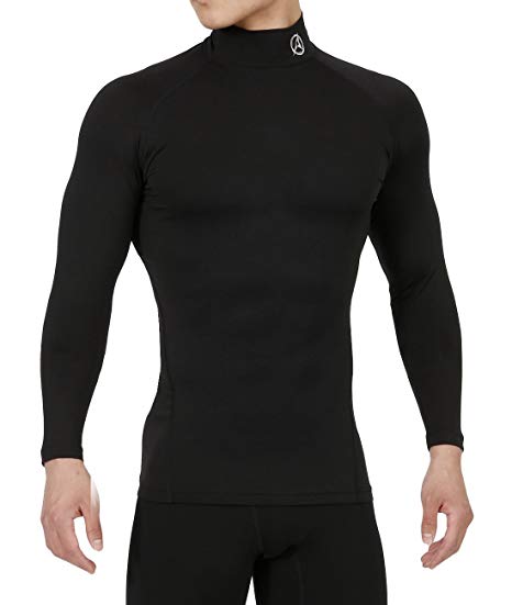 ARMEDES Men's Compression Quick Dry Baselayer Work Out Mock Long Sleeve T-Shirt