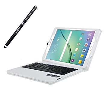 IVSO Samsung Galaxy Tab S2 9.7 Keyboard case - Ultra-Thin DETACHABLE Bluetooth Keyboard Stand Case / Cover for Samsung Galaxy Tab S2 9.7 Tablet -With Free Stylus Pen(White)