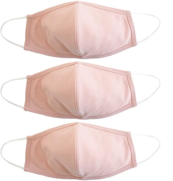 EnerPlex Kids 3-Ply Face Cloth Mask - Comfortable Breathable Safety Mask, Machine Washable Masks, Reusable Masks for Children ages 3-9 Kids (3-Pack) - Rose Gold