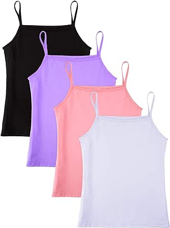 SATINIOR 4 Pieces Girls Dance Tank Top Sleeveless Spaghetti Strap Crop Tank Top for Dancewear