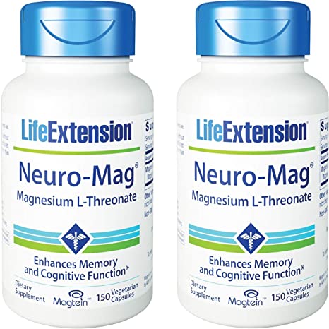 Life Extension Neuro-Mag 150 Veg Caps (Pack of 2), Magnesium L-Threonate, Magtein Supplement