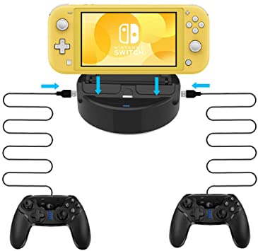 J&TOP Charging Dock for Nintendo Switch Lite, Charging Station with 2 USB Ports Compatible with Wired Controllers