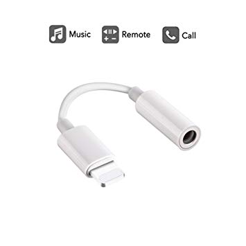 iPhone 7/7 plus/8/X Lightning to 3.5 mm Headphone Jack Adapter, Sprtjoy Lightning Connector to 3.5mm AUX Female Audio for iPhone 7 7 plus 8 8 plus X Support iOS 11 (White)
