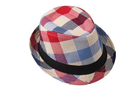Dantiya Kids' Little Boys Plaid Cotton Fedoras Hat Cap