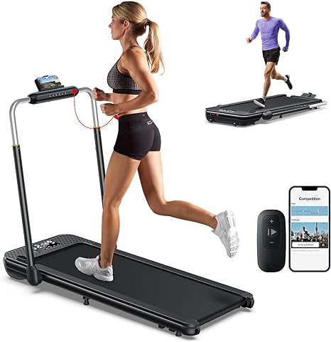 Walking Pad with Incline, Under Desk Treadmill, Upgraded Smart Treadmill Works with ZWIFT KINOMAP WELLFIT Apps, 300 LBS Weight Capacity Portable Standing Desk Treadmill for Home,Office,Apartment