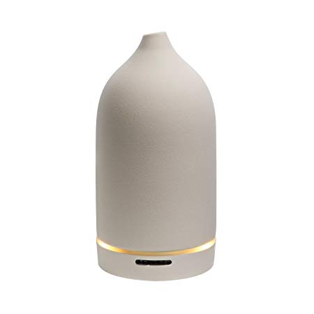 Toast Living CASA Hand-Crafted Ultrasonic Fragrance Essential Oil Diffuser for Aromatherapy, Ceramic Cover, White Stone 100ml Capacity