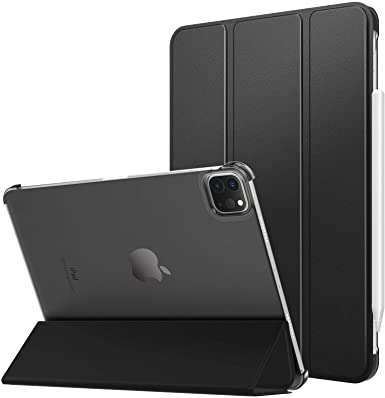 MoKo Case Fit New iPad Pro 11 Inch Case 2021 (3rd Gen), [Support Apple Pencil Charging] Slim Trifold Hard Back Shell Protective Smart Cover Fit iPad Pro 11" 2021, with Auto Wake/Sleep, Black