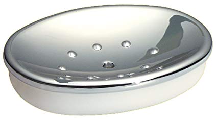 InterDesign Diva Bar Soap Dish for Bathroom Vanities, Kitchen Sink - Clear/Chrome