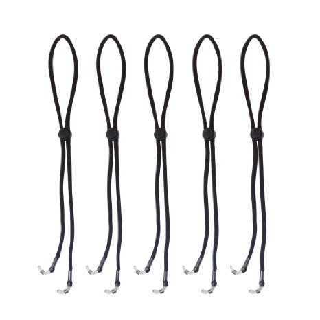 Bluecell Pack of 5 Black Color Unisex Sunglasses Eyeglasses Adjustable Rope Eyewear Retainer (Black)