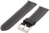 Hadley-Roma Mens MSM906RA-240 24-mm Black Genuine Leather Watch Strap