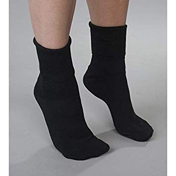 6 Pair Women's Black Buster Brown Elastic-Free Cotton Socks - Sock Size 11 - Fits Shoe Sizes 9.5-10.5