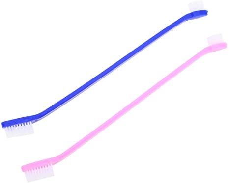 Double Head Handle pet Professional Toothbrush and cat Toothbrush (Blue and Pink)