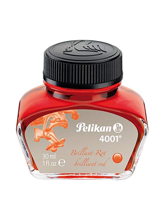 Pelikan 4001 Bottled Ink for Fountain Pens, Brilliant Red, 30ml, 1 Each (301036)