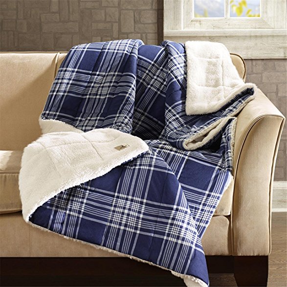 Woolrich Leeds Softspun Down Alternative Oversized Throw Blanket, 50"x70", Navy