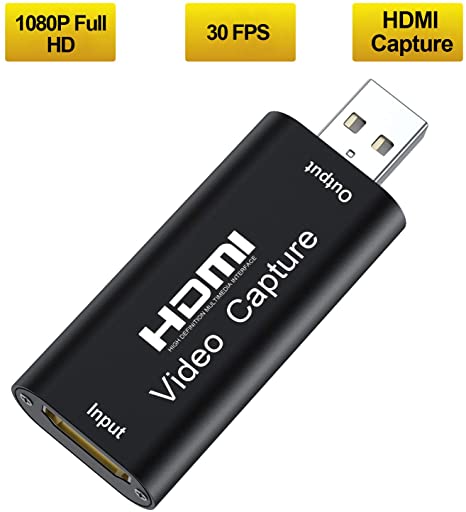 Tendak Capture Card - HDMI to USB 2.0 Game Video and Audio Grabber Card Full HD 1080P 30FPS, Capture Recording Box Compatible with Windows Linux Mac OS System YouTube OBS VLC Amcap for PS4/ Xbox/DSLR