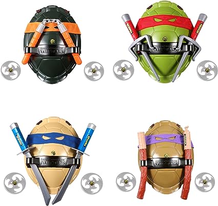 Joy2ee Superhero Ninja Turtles Cosplay Costume with Toy Weapons Eye Masks and Shell for Kids Children Halloween Party