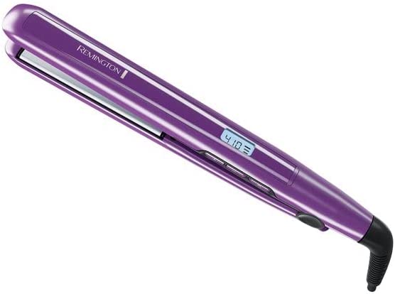 Remington S5500 1" Anti-Static Flat Iron with Floating Ceramic Plates and Digital Controls, Hair Straightener, Purple