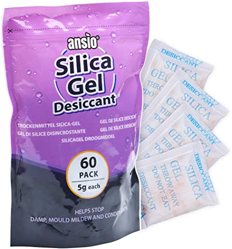 ANSIO 5 Gram Silica Gel Desiccant Sachets Moisture Absorbers - Pack of 60
