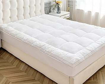 Maple Down Queen Size Mattress Topper Quilted Bed Mattress Pad Elastic Fitted Mattress Protector Pillow Top Mattress Cover with 8"-21" Deep Pocket（60x80 Inches, White