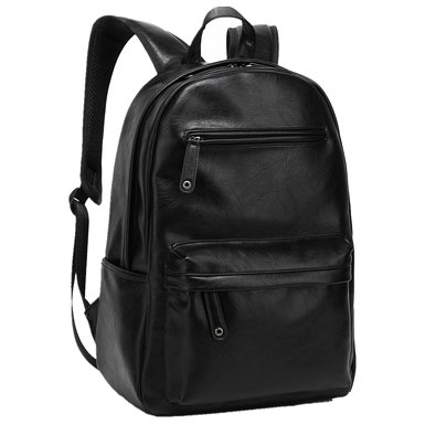 BAOSHA BP-08 TOP PU Leather Laptop Backpack School College Rucksack Bag Black