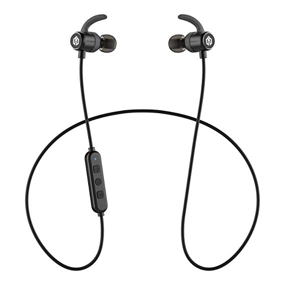 iClever Bluetooth Headphones In Ear, Wireless Earbuds with Stereo Music, 10 HOURS Playtime, Magnetic Connection, CVC 6.0 Noise Cancelling, Waterproof Sports Headphones for iPhone 8 - Black