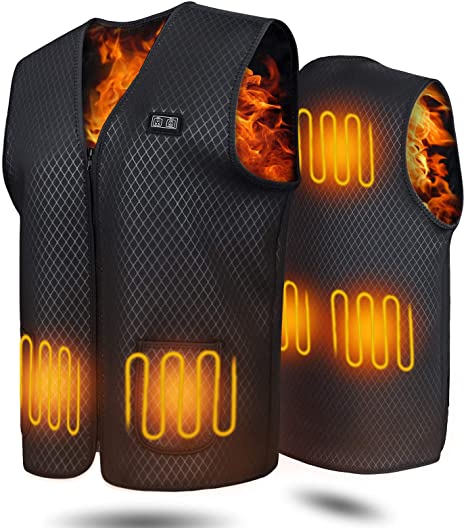 EEIEER Heated Vest Rechargeable, Heated Jacket USB Lightweight Electric Heated Vest with 10000mAh Battery for Outdoor Activities Hiking Hunting Motorcycle Camping,5 Heating Zones Water Wind Resistant