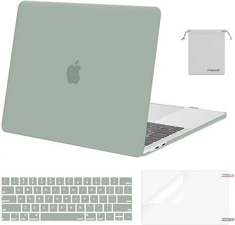 MOSISO Compatible with MacBook Pro 13 inch Case M2 2024, 2023, 2022-2016 A2338 M1 A2251 A2289 A2159 A1989 A1708 A1706, Plastic Hard Shell&Keyboard Cover&Screen Protector&Storage Bag, Antique Green