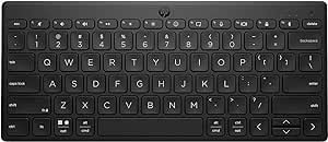 HP 350 Compact Multi-Device Bluetooth Keyboard - Windows, Mac, Chrome OS, Android, iPad, iPhone Compatible - Wireless - Easy Switch Up To 3 Devices -Media Shortcuts -Emoji Key -Black (692S8AA#ABL)