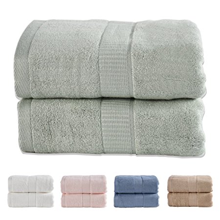 JML Bamboo Towels, 580GSM Heavy Bath Towels (2 Pack, 27" x 55") - Soft, Absorbent, Antibacterial and Hypoallergenic, Odor Resistant Bath Towel Sets, Green