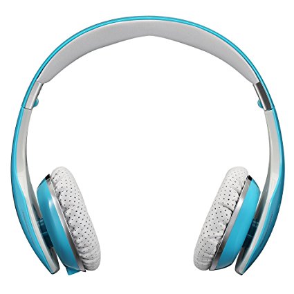 AUSDOM M07 Bluetooth 4.0 Headset / On Ear Headphones, Built in MIC, Foldable, Long Battery life (Blue)