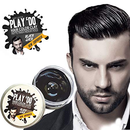 Play 'Do Temporary Hair Color, Hair Wax, Hair Clay, Mens Grooming, Pomade, Black hair dye(1.8 ounces)