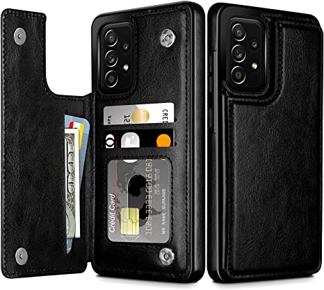 Coolden for Samsung A53 5G Case Wallet Case Cover with Card Holder Slot Shockproof Case Flip Folio Soft PU Leather Magnetic Closure Protective Case Cover for Samsung Galaxy A53 5G Phone Case-Black