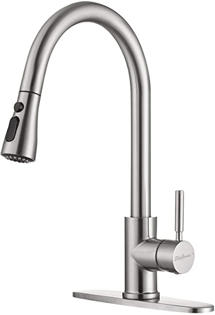 Single Handle Pull Down Kitchen Faucet, Touch On Stainless Steel Pull Out Kitchen Sink Faucet