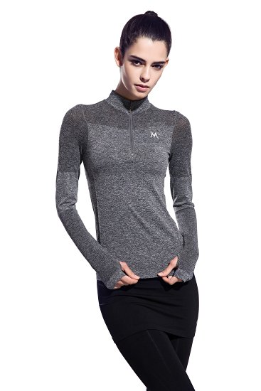 Honour Fashion Women's 1/4 Zipper Long-Sleeve Yoga Dri-fit Compression Shirts