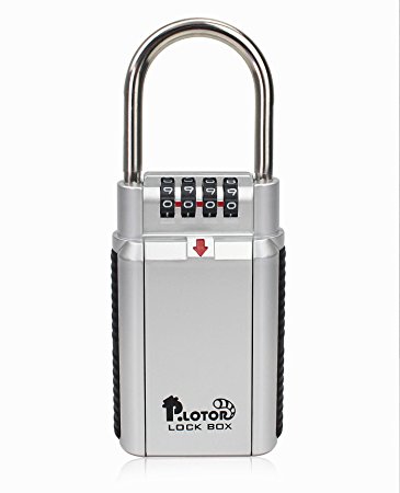 Key Safe Box, P.LOTOR Big Capacity Key Storage Key Lock Box Safe Combination Padlock-Door Handle for Realtor Outdoor Use, Perfect for Car Safe