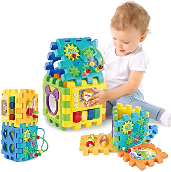 WISHTIME Baby Activity Musical Educational Toy Activity Centre Musical Cube Play & Learning Toy With Music & Light Shape Sorter For Boys and Girls Toddlers