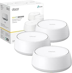 TP-Link Deco BE25(3-pack) Mesh WiFi 7 BE3600Mbps, 2.5G Ports, USB Port, Whole Home WiFi Mesh System, VPN WiFi Router, WiFi Extender Booster, wifi booster, AI-Driven, Easy Setup, Alexa & Google home