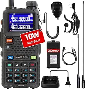 BAOFENG UV-5RM Plus Radio-10W GMRS Handheld Radio, Multi-frequency Two Way Radio for Adults Long Range, Portable Ham Radio with 2500 mAh Type-C Charging Battery & Copy Frequency 999CH (1 Pack)