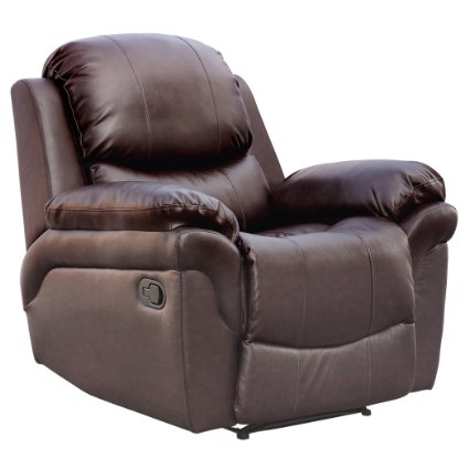 MADISON REAL LEATHER RECLINER ARMCHAIR SOFA HOME LOUNGE CHAIR RECLINING GAMING Brown