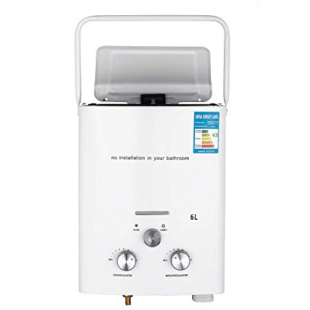 VEVOR Portable Propane Water Heater 6L Tankless Propane Water Heater 16KW Tankless Water Heater for Outdoor and RV